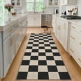 thumbnail image 4 of Garvee 2x6 Modern Checkered Runner Rug Washable Rugs, Soft Non Slip Non Shedding Carpet Indoor Printed Accent Rug for Hallway Kitchen Laundry Bedroom，Black and Camel, 4 of 8