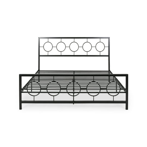 Francoise Modern Iron King Bed Frame, Flat Black
