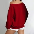 thumbnail image 6 of ClodeEU Womens Off Shoulder Sweatshirt ,Long Sleeve Pullover with Pockets Red,Womens Plus M, 6 of 7