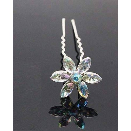 Fun Flowers Crystal And Rhinestone Silver Plated Hair Pins Walmart