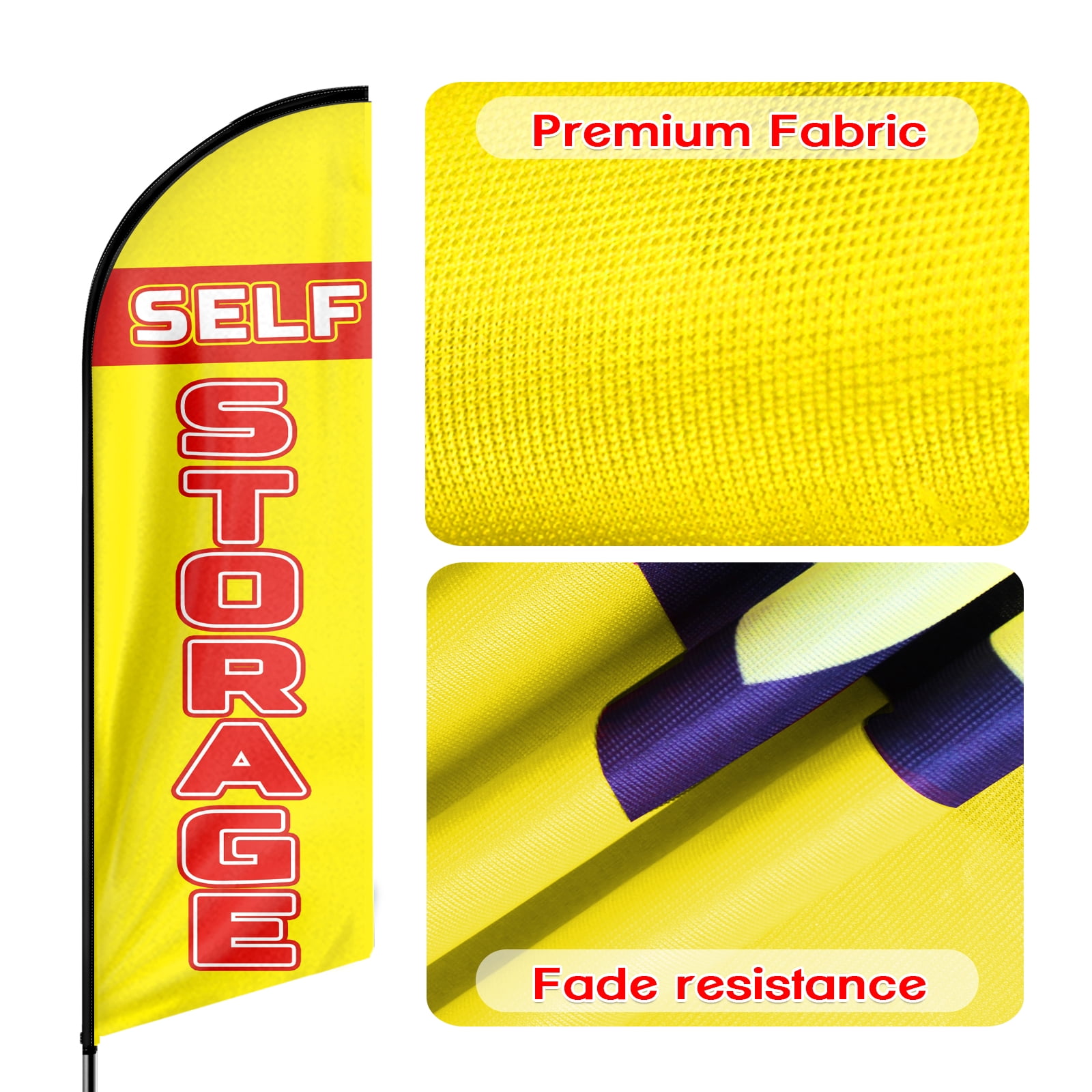 QSUM self storage Sign Feather Flag,8ft self storage Outdoor Advertising Flag, self storage Business Sign,self storage Swooper Flag（Flag Only）