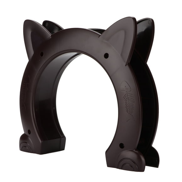 Porte de la porte de chat Luocuet, porte d'animal de compagnie en plastique en forme de chat en plastique passer par la porte avec un motif d'os de poisson