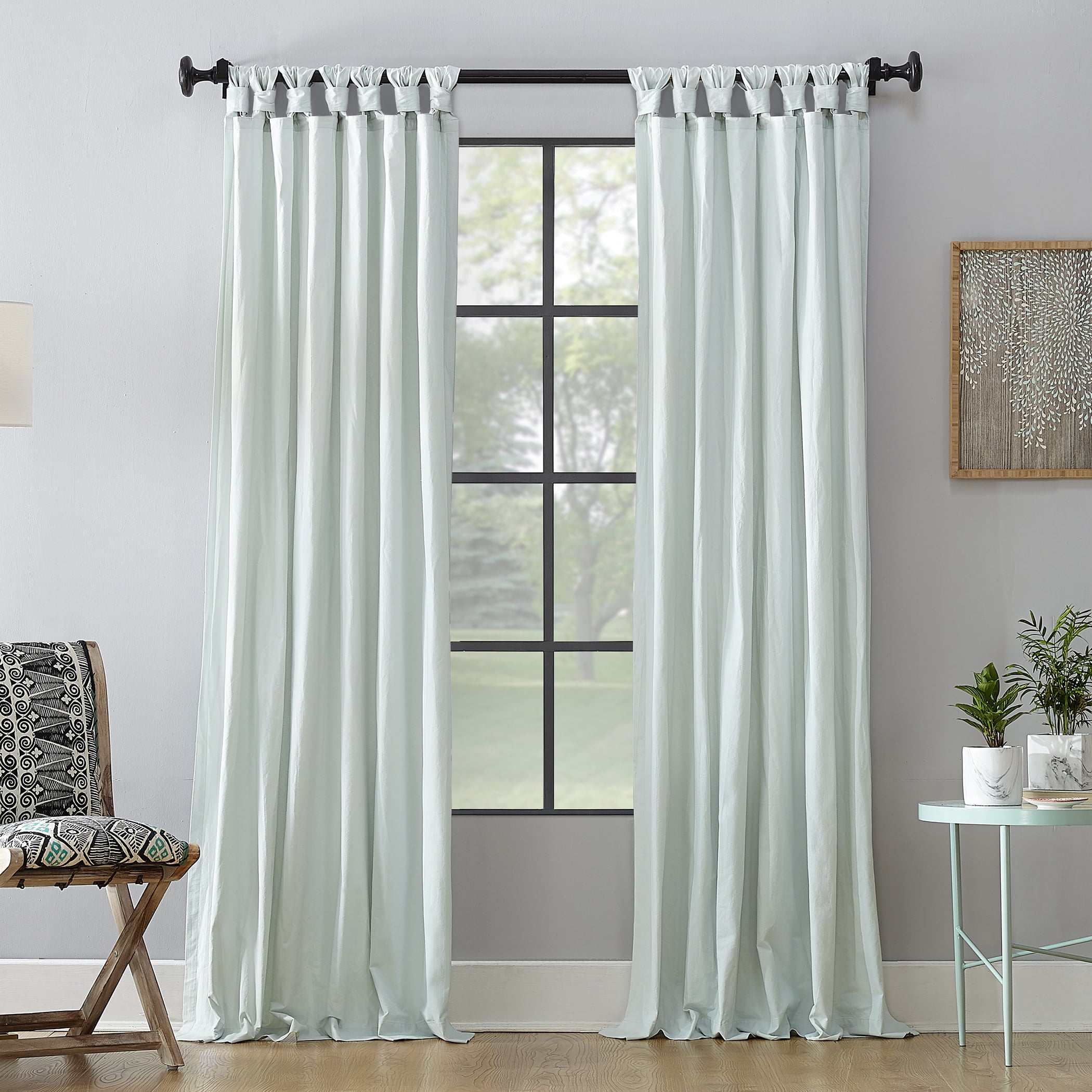 Achim Willow Rod Pocket Curtain Panel - 42"x84", White Sheer Organza Overlay, Machine Washable, Light Filtering