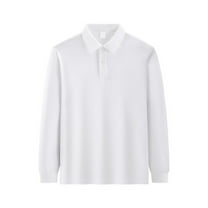 Pique Polo School Uniform Shirt with Long Sleeves for Boys and Girls White 150