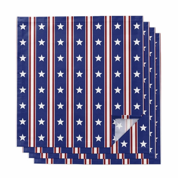 4th of July Cloth Napkins,Independence Day Blue White Red Stripes Country Star Washable and Reusable Dinner Napkins Set of 4,Table Napkin for Kitchen Party Birthday Wedding Hotel Housewarming 20"x20"