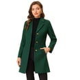 thumbnail image 1 of Abrigos largos de invierno con solapa con muesca y un solo pecho para mujer Verde M, 1 of 6