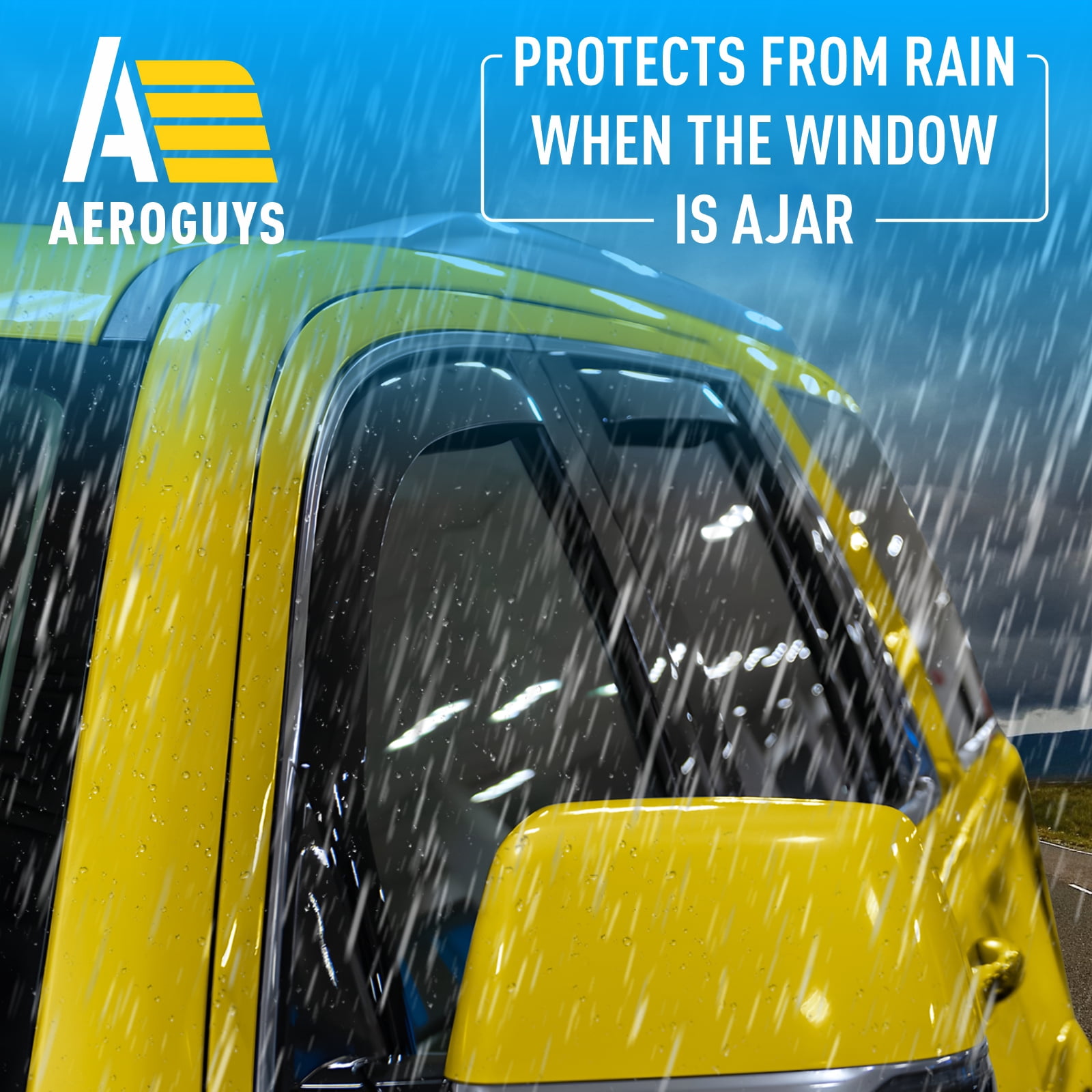 AEROGUYS In-Channel Window Deflectors Extra Durable Window Visors Rain Guards Compatible with Cadillac Escalade 2015-2020, Sun Visors, Wind Vent Visors, Car Accessories - 4pcs. AG0203