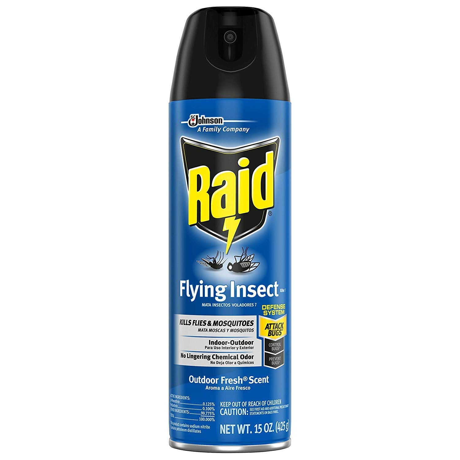 Raid Flying Insect Killer, Kills Flies, Mosquitoes, and Other Flying Insects on Contact, For Indoor and Outdoor Use, 15 oz Pack of 3