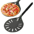 thumbnail image 2 of Pebbuoy 6-Inch Round Pizza Turning Peel Long Handle Non-stick Lightweight Perforated Anodized Aluminum Alloy Homemade Pizza Turner Spinner Spatula Kitchen Gadgets, 2 of 6