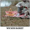 thumbnail image 3 of WHAMVOX Wicker Basket With Handle Picnic With Liner Empty Woven Basket Gardening Harvest Willow Organizer Storage Basket For Fruit Candy Wine Gathering Wedding, 3 of 8