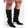 thumbnail image 2 of Time and Tru Women's Faux Suede Slouch Boots with Kitten Heels, Wide Width Available, 2 of 4