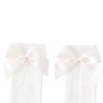 thumbnail image 3 of POINTERTECK Little Girls Stockings  Plain Color/Patchwork Side Bow-Knot Midi Tube Socks  Breathable Elastic Knee-Length Socks, 3 of 5