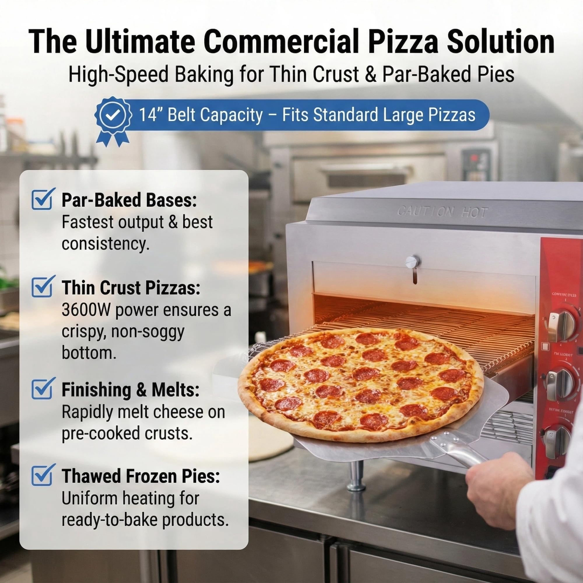 Hakka 14" Commercial Countertop Conveyor Pizza Oven, 240V 3600W Stainless Steel Sandwich and Flatbread Baker, ETL Listed