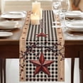 thumbnail image 3 of Texas Star Farmhouse 108 Inch Table Runner, Rustic Black Plaid Berry Wooden Farmhouse Dresser Scarf Cotton & Linen Tablerunner for Dining/Kitchen Island/Holiday Party Décor 13" x 108", 3 of 9