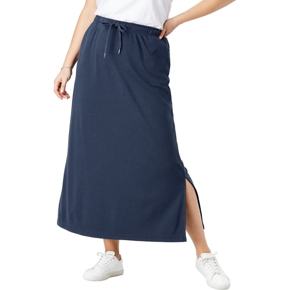 Woman Within Plus Size Petite Sport Knit Side-Slit Skirt