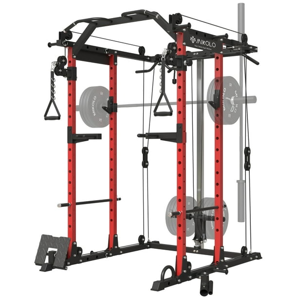 Mikolo Power Rack Cage, 1500 lbs Weight Rack with Cable Crossover