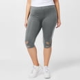 thumbnail image 5 of Lenpel Women's Capri Leggings High Waisted Eyelet Embroidered Hollow out Hem Slim Cropped Workout Yoga Pants Casual Capri Leggings, 5 of 6