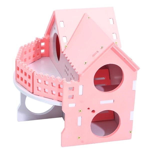 Red de madera para hámster, escalera ecológica de dos pisos, casa de cama colorida para Villa Tmvgtek Oficina Multiescena Multifunción