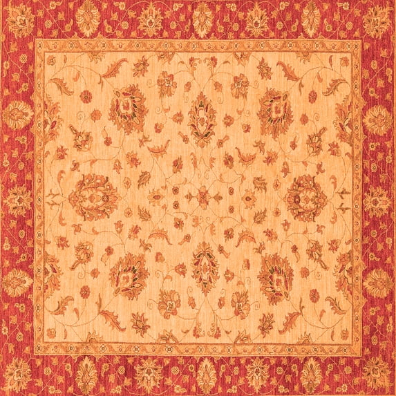 Ahgly Company Indoor Square Oriental Orange Traditional Area Rugs, 8' Square