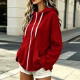 thumbnail image 7 of WIZUTIZ Women's Zip Up Hoodie Jacket Double Pockets Solid Color Long Sleeve Winter Casual, 7 of 7