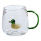 thumbnail image 1 of Taza de vidrio hecha a mano con forma de animal y planta, taza de agua, linda taza para café, leche y asa colorida., 1 of 8