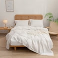 thumbnail image 4 of BESTOUCH Fitted Sheet Only 100% Washed Cotton Linen Feel Easily Fits Deep Pockets up to 17 inch Solid Off White Queen, 4 of 6