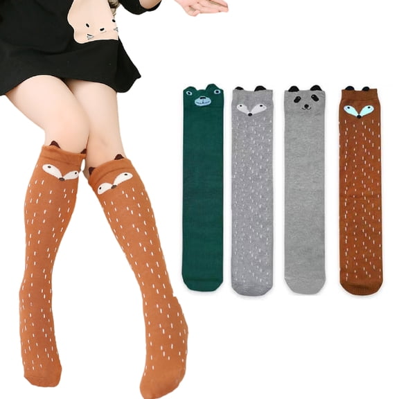 Esaierr Toddler Kids Girls Knee High Socks Soft Cotton Soccer Socks 2-12T Thigh High Socks for Girls Compression Tube Socks 4 Pairs