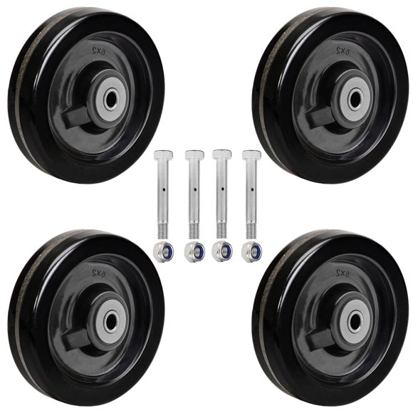 SY America Roue Phénolique 6 Pouces"x2" Largeur 4 Pack avec Roulement à Roulettes et Bague en Acier Diamètre d'Axe 1/2 Pouces" Roulettes Capacité Totale 4800 lbs(6 Pouces Lot de 4)