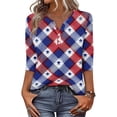 thumbnail image 5 of 4th of July Shirts Women 3/4 Sleeve Tshirts Loose USA Flag Print Tops USA 250th Anniversary Celebration Party Pullover Independence Day Patriotic V Neck 1776-2026 Blouses Red S, 5 of 6