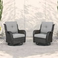 thumbnail image 2 of Pocassy  Outdoor Wicker Glider Swivel Club Chairs (Set of 2) Brown/Grey, 2 of 5