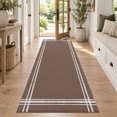 Solid Color Runner Rug 2'x6', Brown Soft Mat Non-Slip Silicone Backing ...