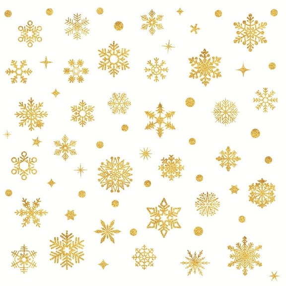 Vrorvz 3 Pack Glass Window Snowflake Cling Indoor Christmas Decorations Christmas Tree Excellent Material Strong Adhesion Brightens Bedroom Living Room Office Creates Festive Atmosphere 11.8In Gold