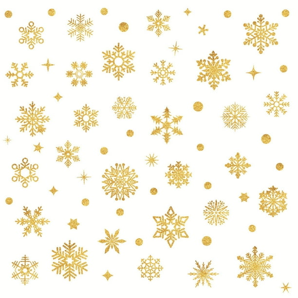 Pegatinas de pared con copos de nieve navideños dorados y azules para decoración de ventanas de vidrio