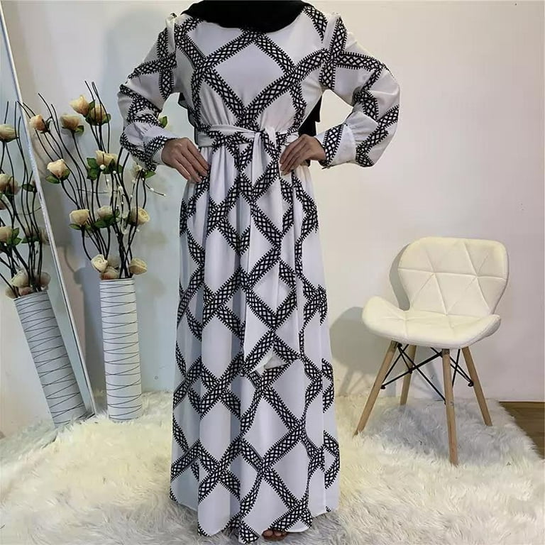 knee length dresses for ladies Women Kaftan Abaya Dress Muslim Islam Malaysia Jilbab Long Sleeve Maxi main image 0