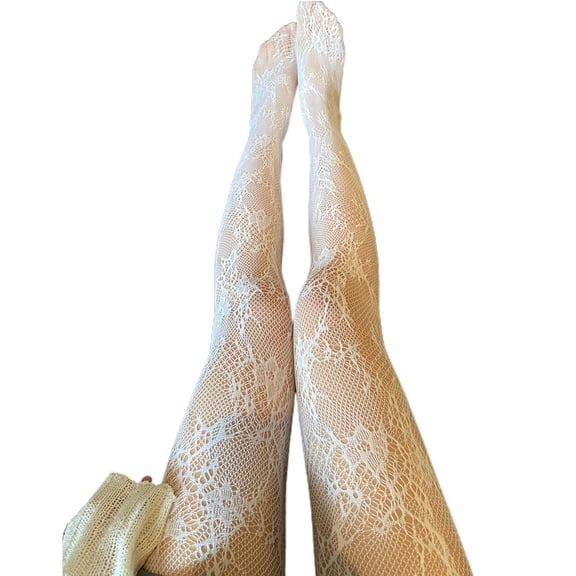 DAPRZIY Women Hollow Out Mesh Fishnet Pantyhose Sweet Lace Floral Tights Stocking