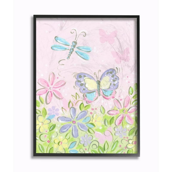 Stupell Pastel Butterfly and Dragonfly Wall Art 11x14