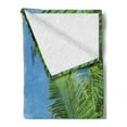thumbnail image 2 of Ocean Soft Flannel Fleece Throw Blanket, Palm Leaves and Tropical Beach Coastline Seashore Vacation Theme Photo, Cozy Plush for Indoor and Outdoor Use, 70" x 90", Green Sky Blue White, by Ambesonne, 2 of 5