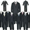 thumbnail image 3 of New 7pc Satin Vest Neck Tie + Boy Baby Toddler Kid Black Formal Suit Tuxedo S-20, 3 of 3