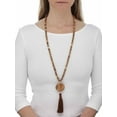 thumbnail image 3 of PalmBeach Jewelry Round Genuine Brown Jasper Goldtone Bezel Set Cabochon Beaded Necklace 34 Inch, 3 of 6