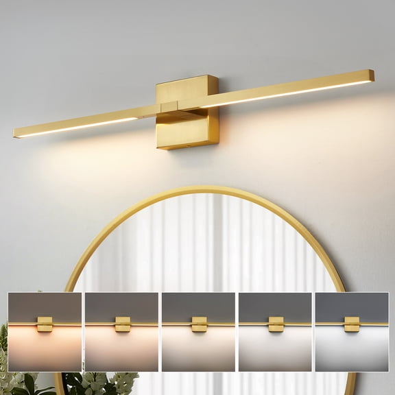 KAISITE 30 inch Bathroom Light Fixtures 360° Rotatable Dimmable Vanity Light with 3500K Warm Light