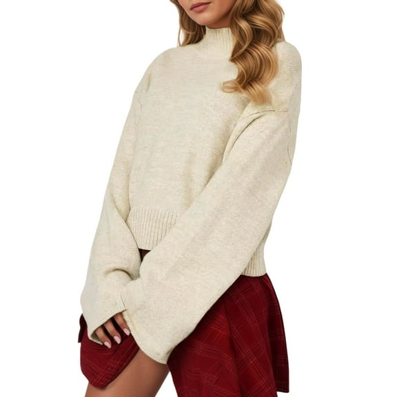 Womens Sweaters Winter Clothing for Women Casual Oversized Knit Sweater Soft Comfortable Pullover for Fall Winter Everyday Wear