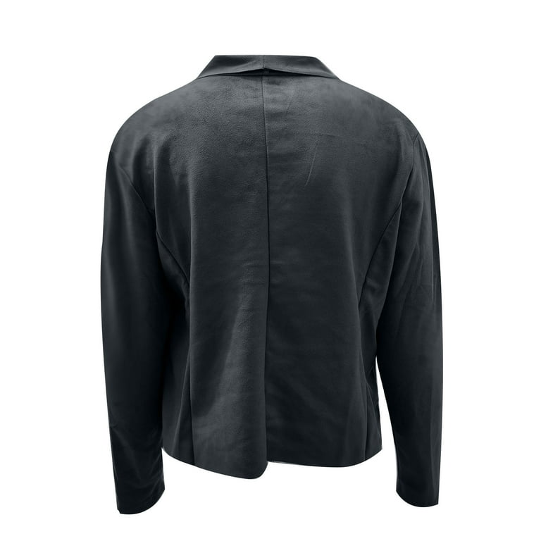 XFLWAM Suede Jacket Cardigan for Womens Waterfall Lapel Collar
