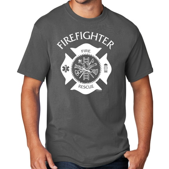 Men's Firefighter T-shirt, 4XL Charcoal Gray