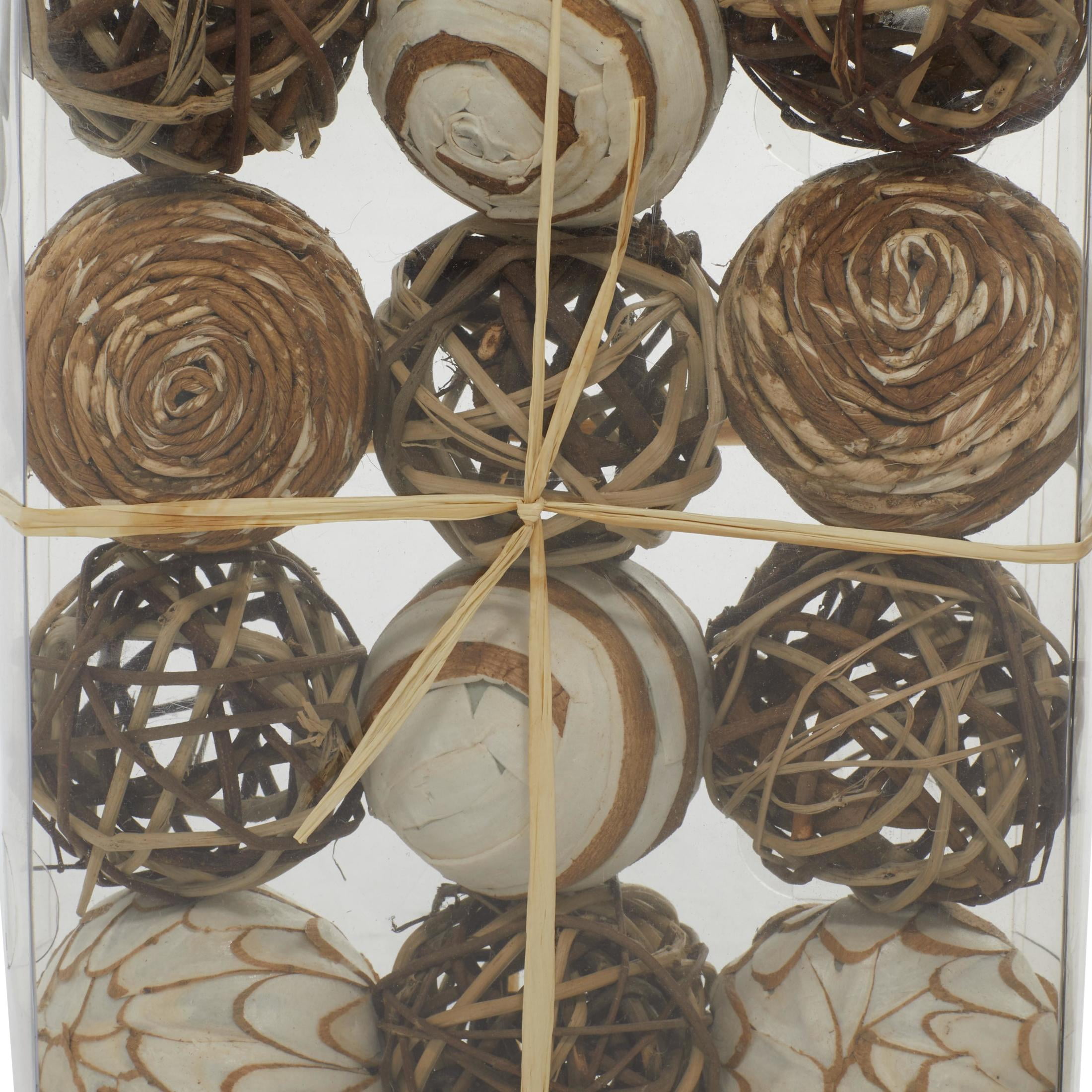 DecMode Brown 7" Handmade Dried Plant Orbs & Vase Filler with Varying Designs (2 Count)