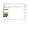 thumbnail image 5 of Metal Loft Bed with Desk and Shelves, Twin Size High Loft Bed Frame with 2 Built-in Ladder and Full-length Guardrails for Kids Teens Adults, No Box Spring Needed, White, 5 of 7