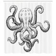 thumbnail image 3 of Ambesonne Octopus Shower Curtain, Sea Animal Art, 69"Wx70"L, Black and White, 3 of 3