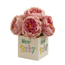 11in. Rose Artificial Arrangement in "New Baby" Vase
