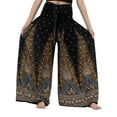 thumbnail image 1 of VISgogo Pantalones Mujer, Color Sólido/Patrones Impresos Cintura Alta Amarrar Pantalones Largos Sueltos para Primavera Otoño, S/M/L/XL/XXL VISgogo  moda, 1 of 7