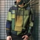 thumbnail image 3 of Sudadera con capucha y estampado de cuadros con costura simulada para hombre, jersey con estampado 3D de bloques de color, sudaderas holgadas unisex para la calle, 3 of 5