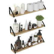 Wallniture Ponza Over the Toilets Shelf Set of 2 Rustic Bathroom Floating Shelves for Wall, Natural Burned